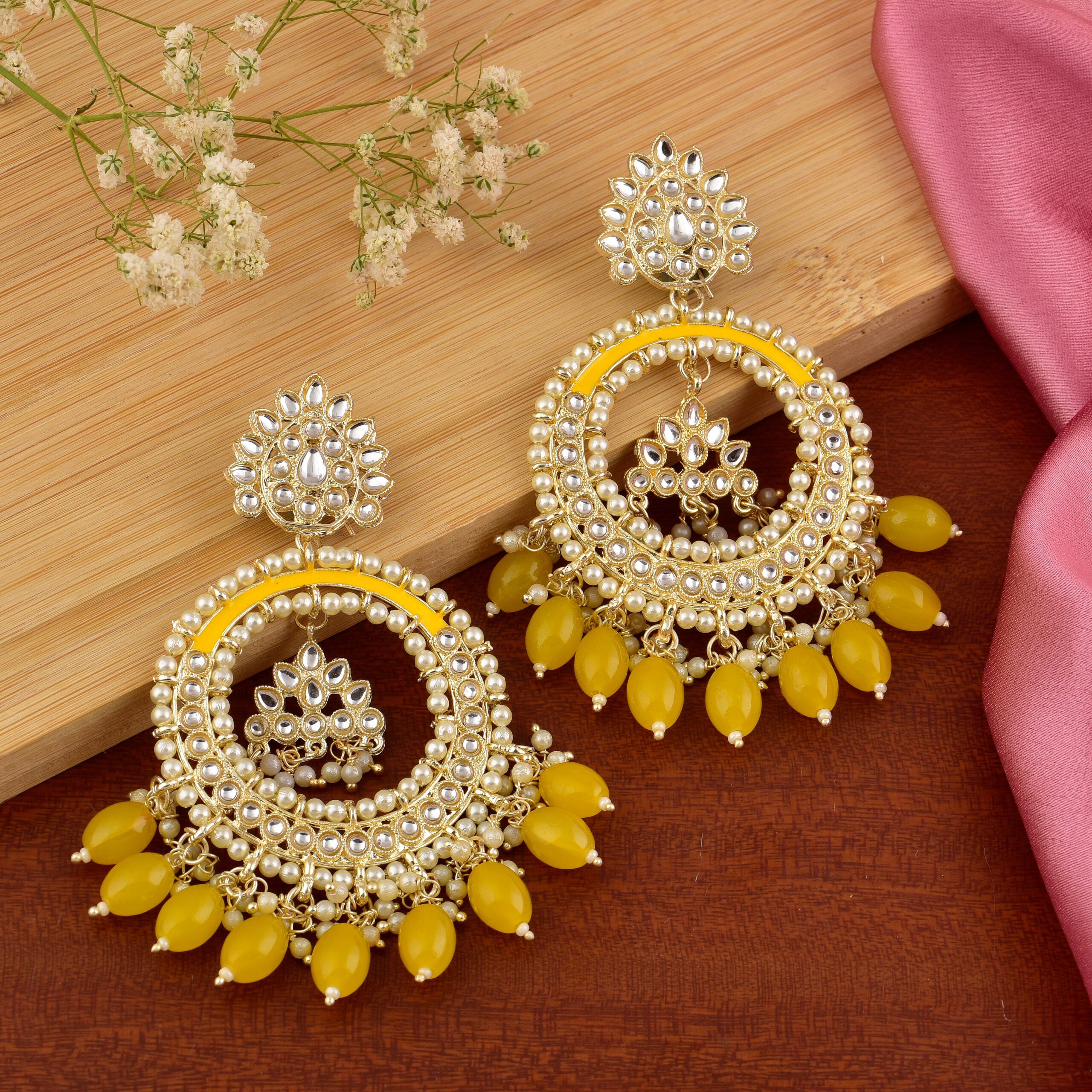 Aahna Earrings Haldi - Nikhar Jewellery