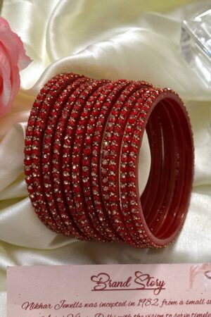 Bridals Friend Red Majestic Bangles Set of 12