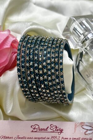 Royal Blue With Diamond Bangles Set of 12