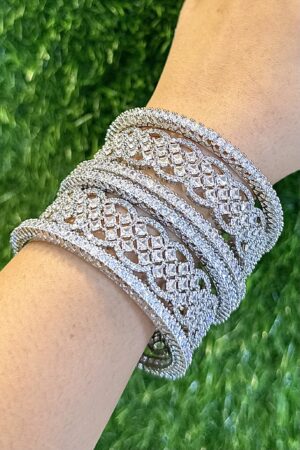 Platinum Elegance AD Bangle Set for 2 Hands