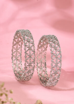 Empress Silver Petals Bangles Set of 2