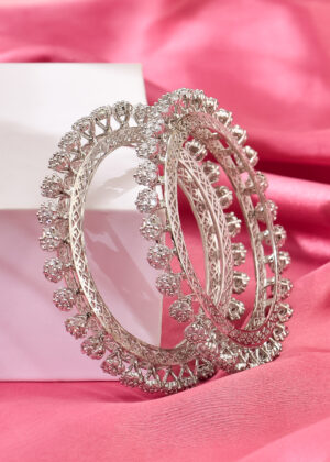 Cymbidium Orchid Silver Bangles Set of 2