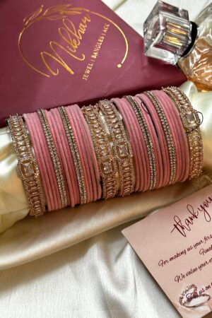 Pink Serenade Diamond Charm Royale AD Bangle Set for 2 Hands