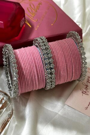 Princess Blush Silver Exclusive Pacheli Bangle Set for 2 Hands