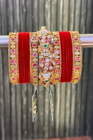 Ruby Meenakari HandCrafted Gold Polish Bangle Set for 2 Hands