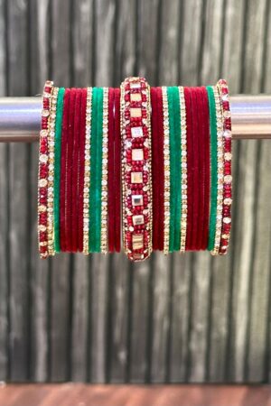 BlushStone Radiance Red Green Bangle Set for 2 Hands