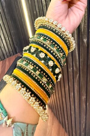 Yellow Emerald Majesty Lush Luxe Bangles Set For 2 Hands