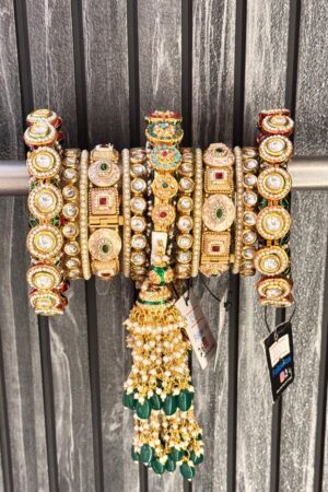 Raaj Gharana Most luxurious Maharani Gold Polish AC Kundan Bridal Choora Set For 2 Hands