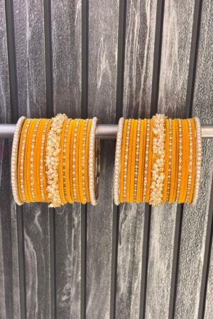 Sunlight Yellow Royal Charm American Diamond Bangle Set For 2 Hands
