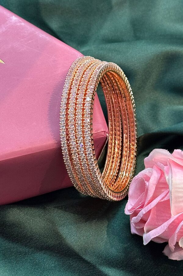 Sparkling Shimmer Diamond RoseGold Plated Bangles Set of 2( High Quality Plating)