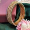 Sparkling Shimmer Diamond RoseGold Plated Bangles Set of 2( High Quality Plating) - Image 2