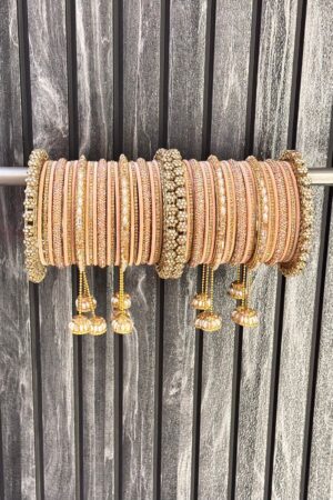 Shades Of Peach Alluring AD Bangle Set for 2 Hands