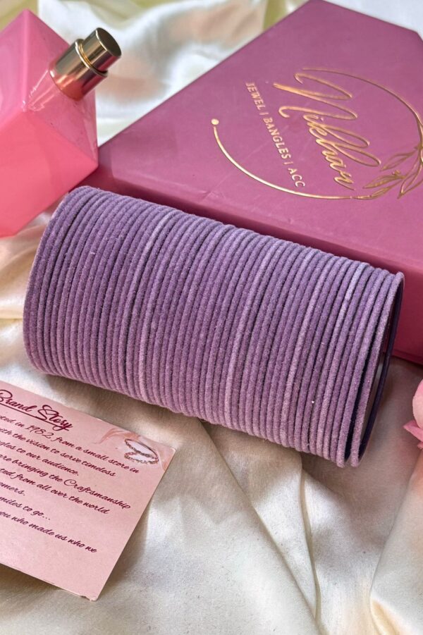 Lilac Color Velvet High Quality Bangles 1 Dozen ( 12 Bangles)