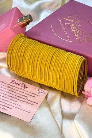 Yellow Color Velvet High Quality Bangles 1 Dozen ( 12 Bangles)