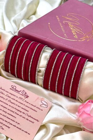 Cherry Pink Silvermoon AD Bangle Set For 2 Hands