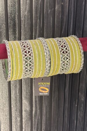 Royal Mint Silver Glow Sparkle American Diamond Bangle Set for 2 Hands