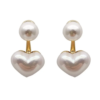 Pearl Heart Drop Silver Plated Korean Earrings - Image 5