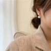Pearl Heart Drop Silver Plated Korean Earrings - Image 2