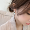 Pearl Heart Drop Silver Plated Korean Earrings - Image 3