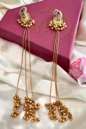 Noor-e-Kashmir Ghungroo German Silver 22K Gold Polish Earrings