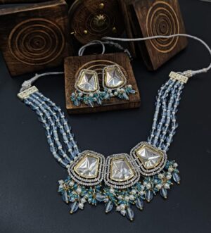 Anaaya Pearls Moissanite Fine Quality Choker Set with Earrings