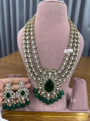 Royal Tradition Layered Emerald Fine Quality Necklace Set with Maang Teeka and Earrings