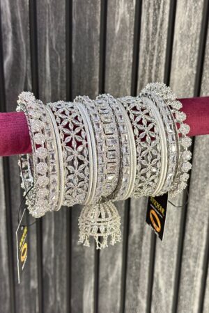 SilverMoon Luxuria American Diamond Bangle Set for 2 Hands