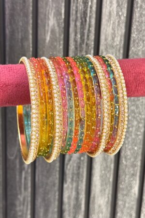 Multi Raindrop Glass Bangle Set for 2 Hands