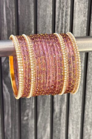 Plum Raindrop Glass Bangle Set for 2 Hands