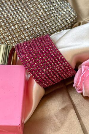 Pink Shadow Gold Pure Glass Bangles Set of 12