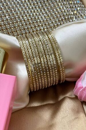 Sequence Kundan Pure Glass Bangles Set of 12