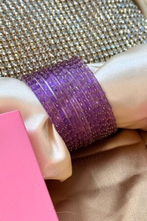 Lavender RainDrop Pure Glass Bangles Set of 12