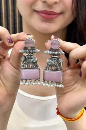 Aafreen Pink German Silver Earrings