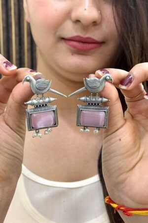 Zayrah Pink German Silver Earrings