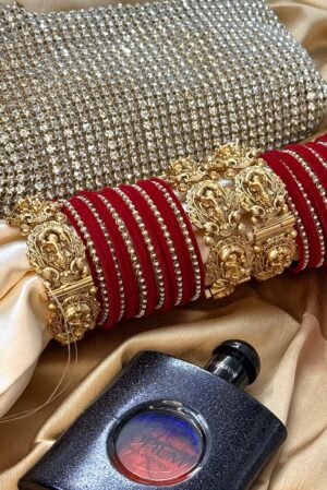 Ganesh Ji Temple Legacy Gold Polish Bangle Set for 2 Hands