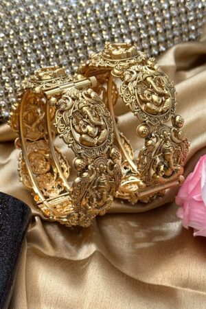 Ganesh Ji Heritage Premium Gold Bangles Set of 2 (Openable)
