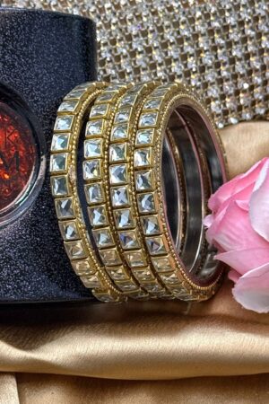 Kundan Luxe Gold Bangles Set of 4