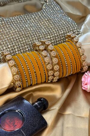 Pearl Noor Mahal Haldi Bangle Set for 2 Hands