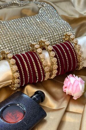 Pearl Noor Mahal Maroon Bangle Set for 2 Hands