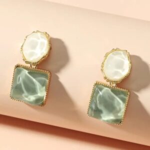 Pastel Mint Pearl Silver Plated Korean Earrings
