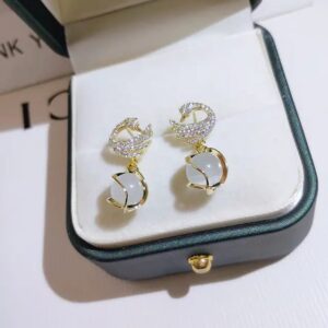 Divine Pearl Zircon Silver Plated Korean Earrings