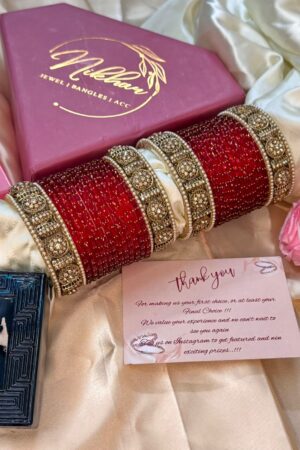 Rajputana Rivaayat Red Glass Bangle Set For 2 Hands