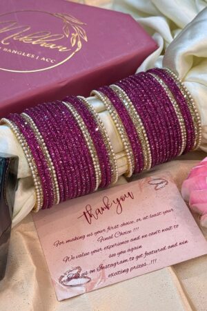 Dazzle Shimmer Strawberry Pure Glass Bangle Set For 2 Hands