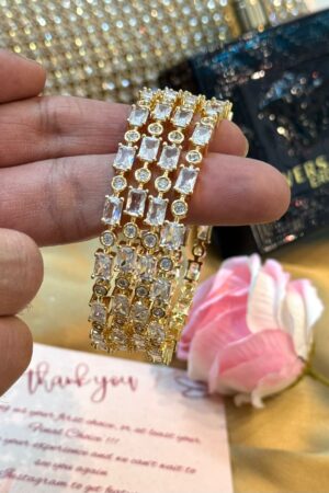 Diamond Aura Crystal American Diamond Bangles Set of 4