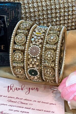 Zehra Glow Antique Polish Bangles Set For 2 Hands