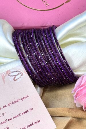 Shimmer Purple Pure Glass Bangles Set of 12