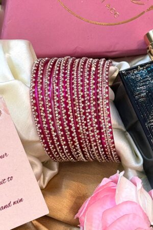 Lustre Spark Pink Pure Glass Bangles Set of 12