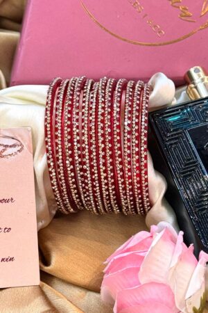 Lustre Spark Red Pure Glass Bangles Set of 12