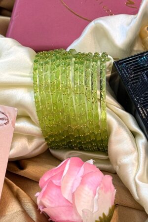 Mint RainDrop Pure Glass Bangles Set of 12