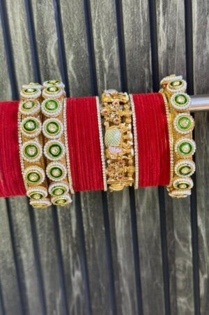 Temple Rajwaada Gold Polish Bangle Set For 2 Hands